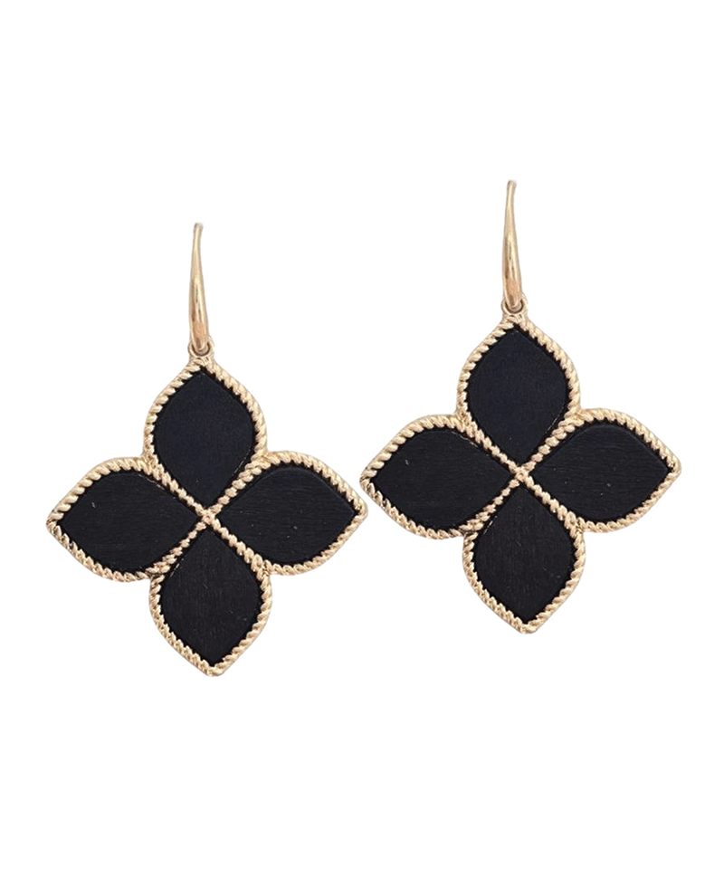 Wooden Clover Shape Earring