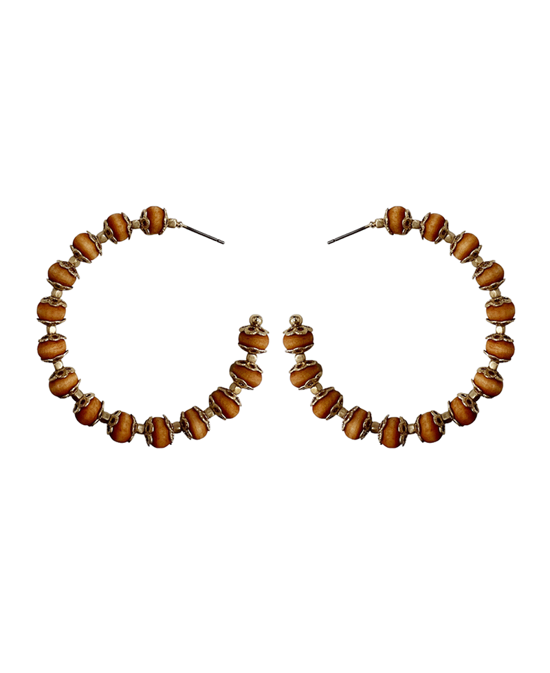 Bead w/ Metal Deco Hoop Earring