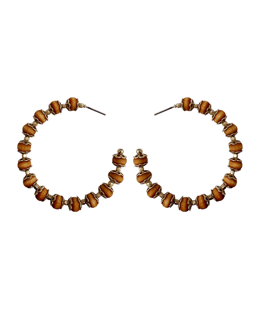 Bead w/ Metal Deco Hoop Earring