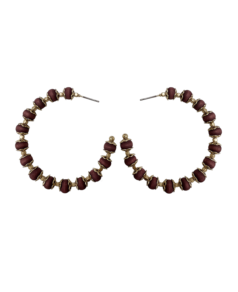 Bead w/ Metal Deco Hoop Earring