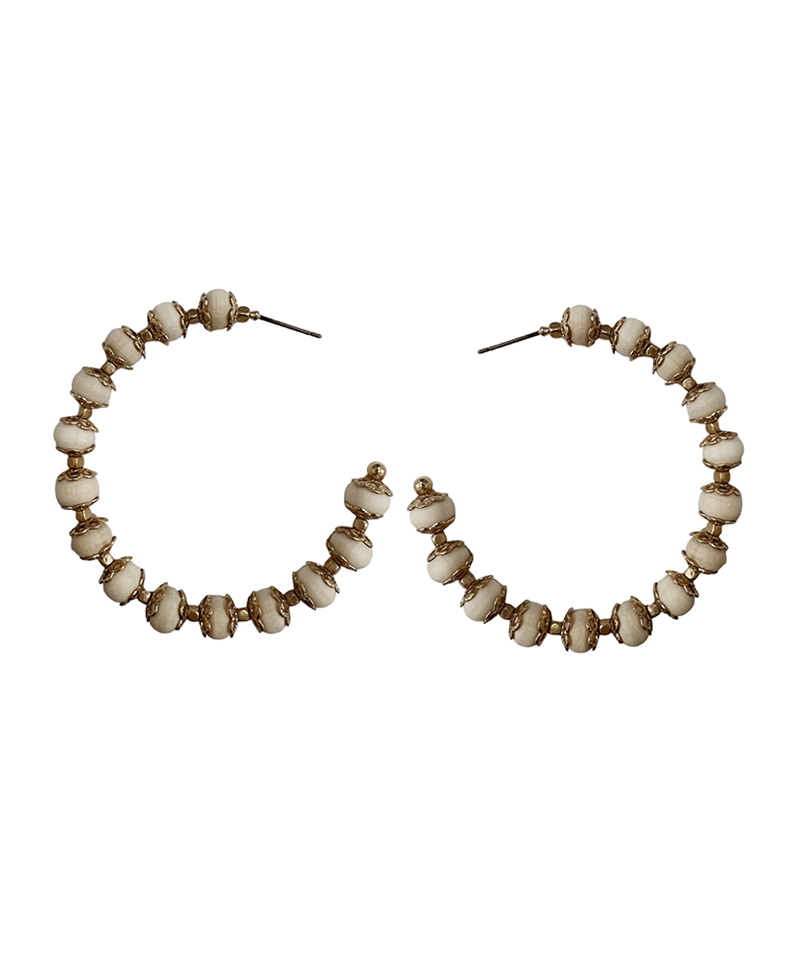 Bead w/ Metal Deco Hoop Earring