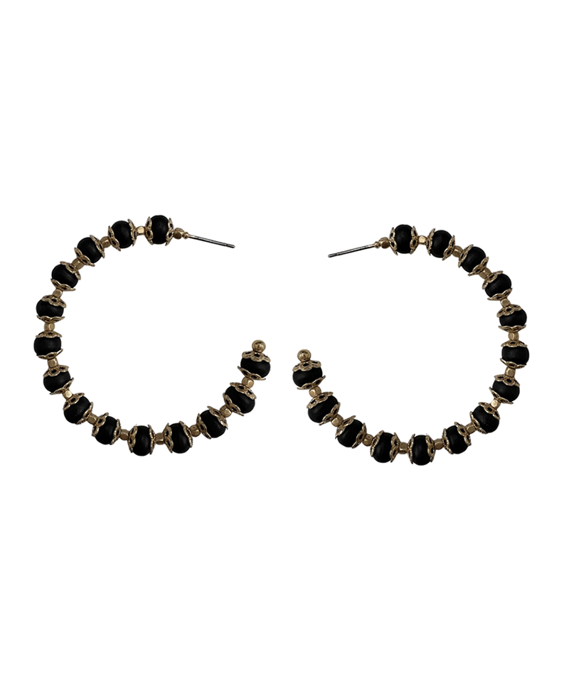 Bead w/ Metal Deco Hoop Earring