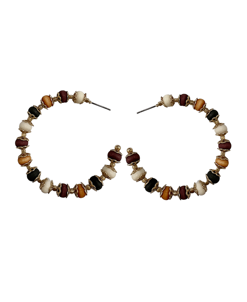 Bead w/ Metal Deco Hoop Earring
