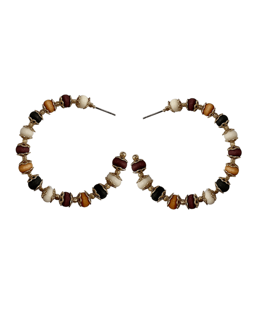 Bead w/ Metal Deco Hoop Earring
