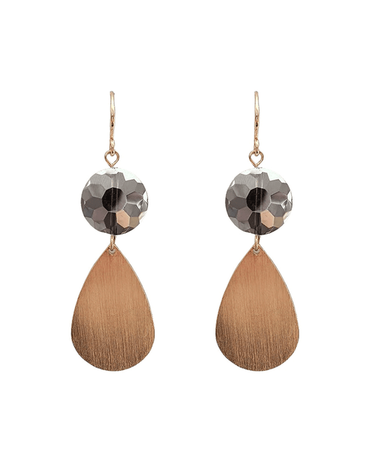 Wooden Teardrop w/ Crystal Earring