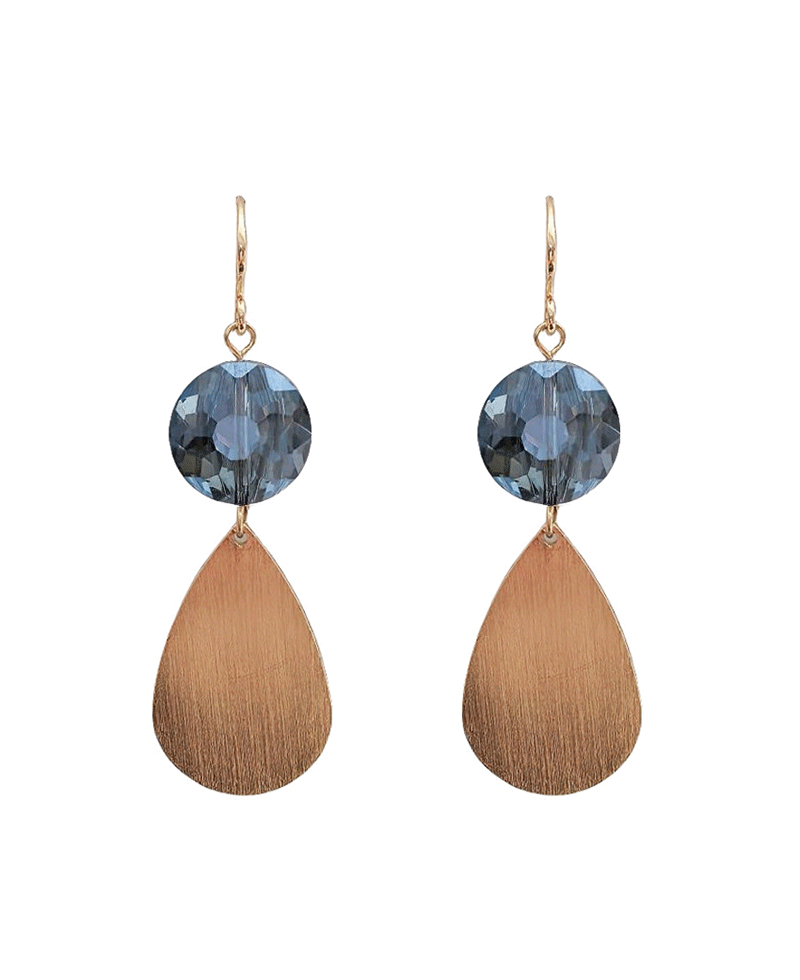 Wooden Teardrop w/ Crystal Earring