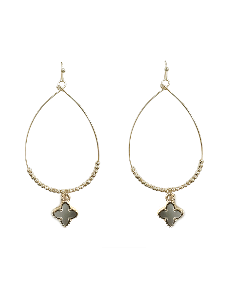 Teardrop w/ Clover Charm Earring