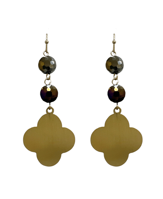 Clover Metal w/ Glass Earring