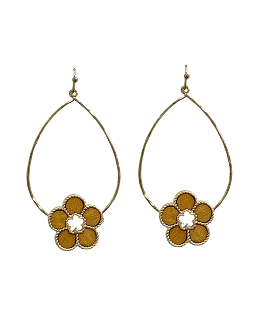 Teardrop Wire w/ Flower Earring