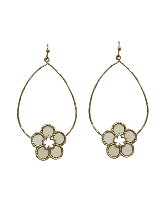 Teardrop Wire w/ Flower Earring