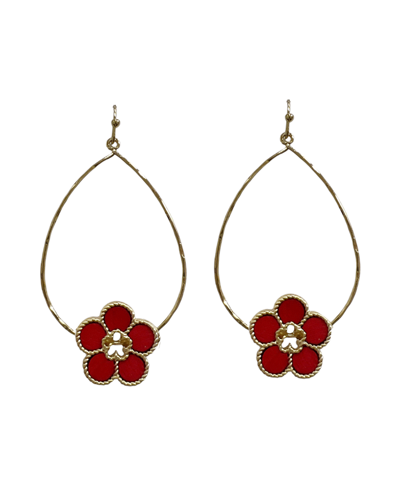 Teardrop Wire w/ Flower Earring