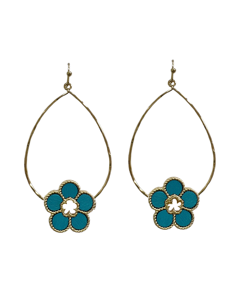 Teardrop Wire w/ Flower Earring