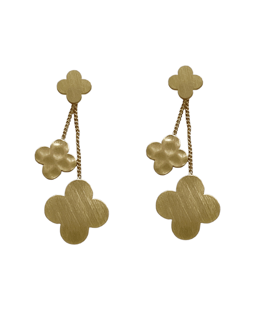 Metal Clover Drop Post Earring