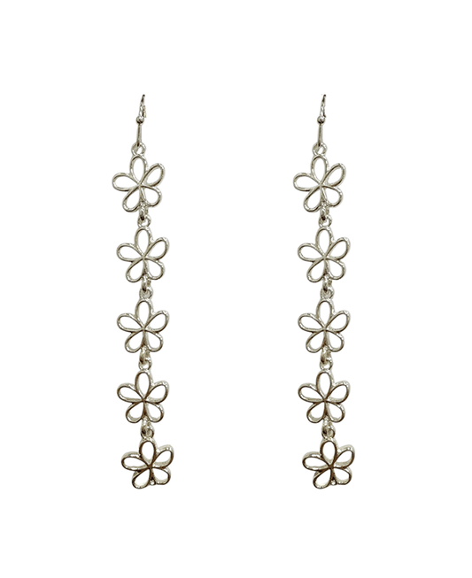 Metal Flower Linked Drop Earring