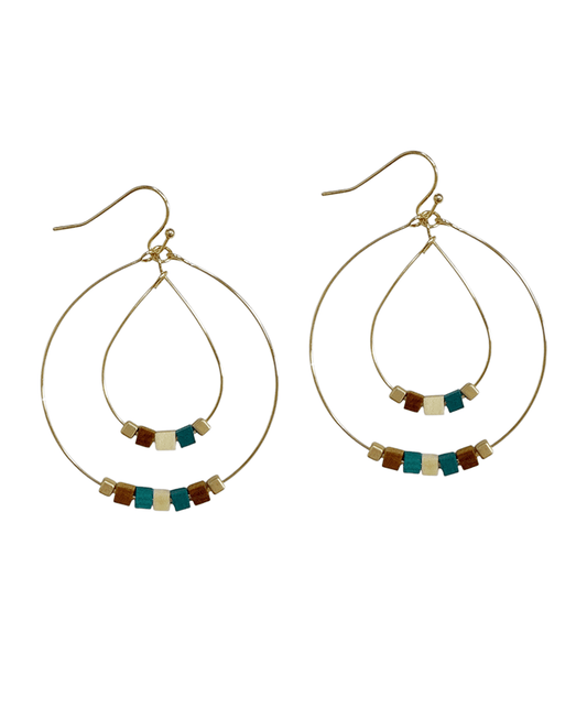 Circle & Teardrop w/ Beads Earring