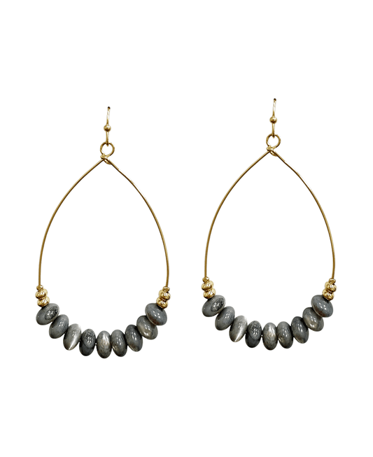 Wire Teardrop w/ Beads Earring