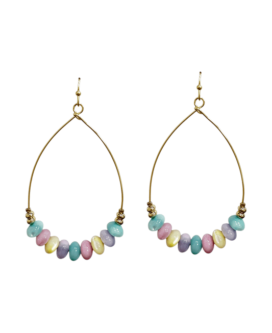 Wire Teardrop w/ Beads Earring