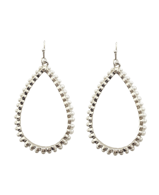 Teardrop Metal w/ Pearl Earring