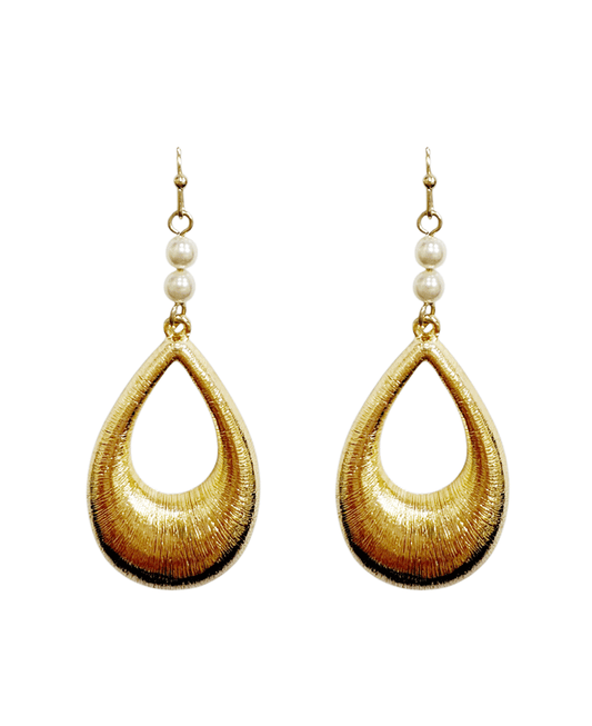 Teardrop Metal w/ Pearl Earring