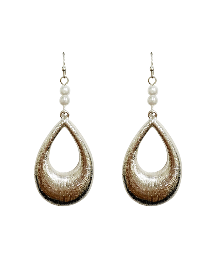 Teardrop Metal w/ Pearl Earring