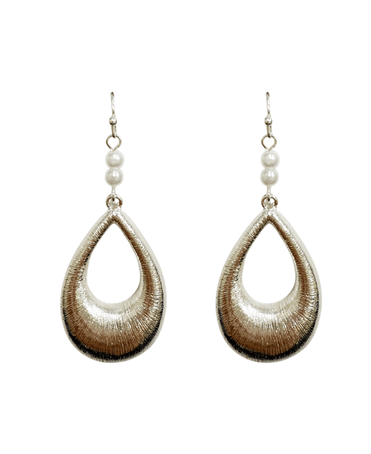 Teardrop Metal w/ Pearl Earring