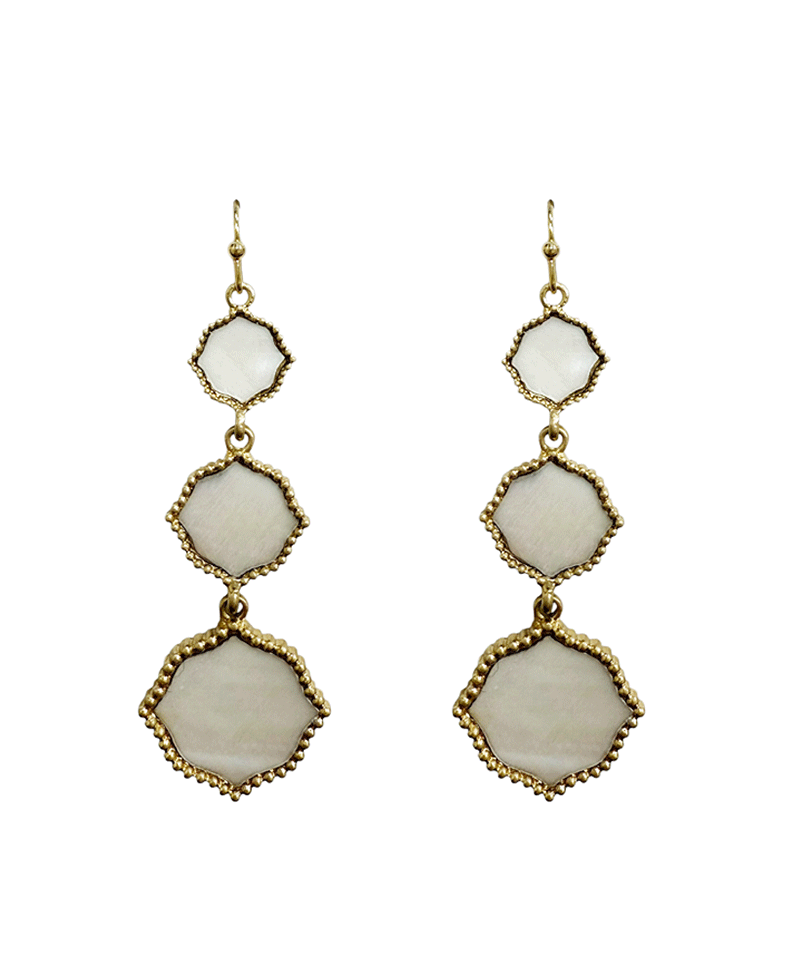 3 Drop Octagon Shape Earring