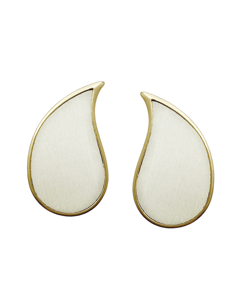 Wood w/ Metal Frame Teardrop Post Earring
