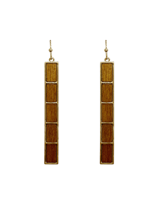 Bar Metal Frame w/ Wood Earring