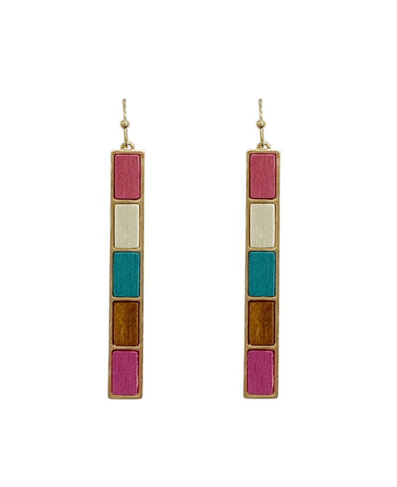 Bar Metal Frame w/ Wood Earring
