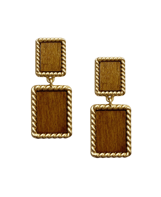 Double Square Metal Frame Post Earring