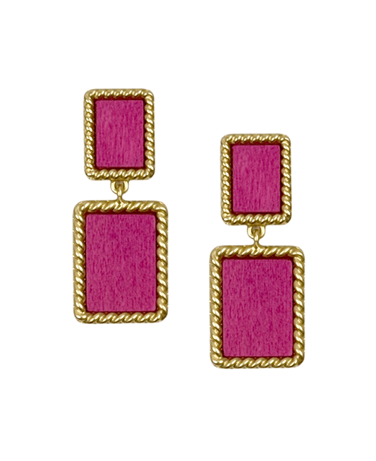 Double Square Metal Frame Post Earring