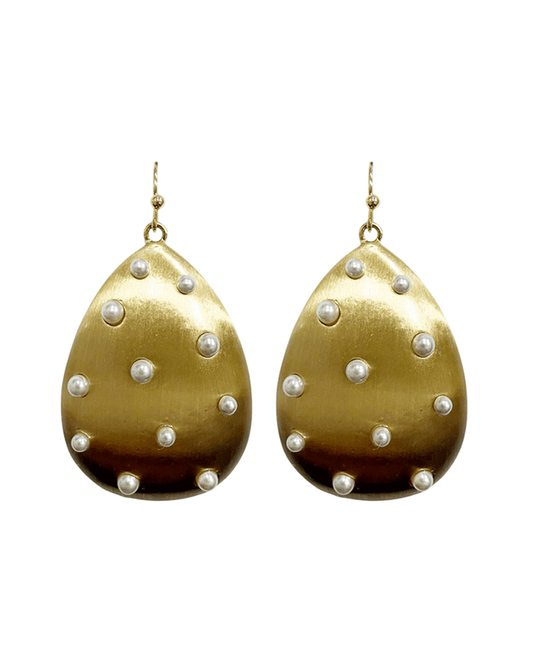Teardrop Metal w/ Pearls Earring