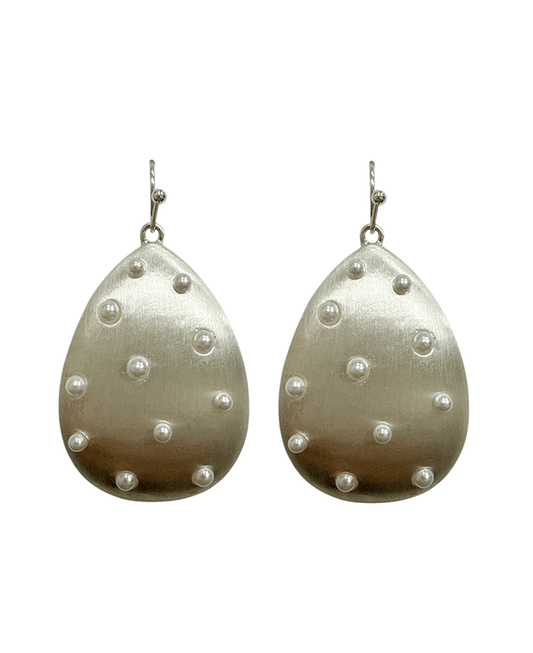 Teardrop Metal w/ Pearls Earring