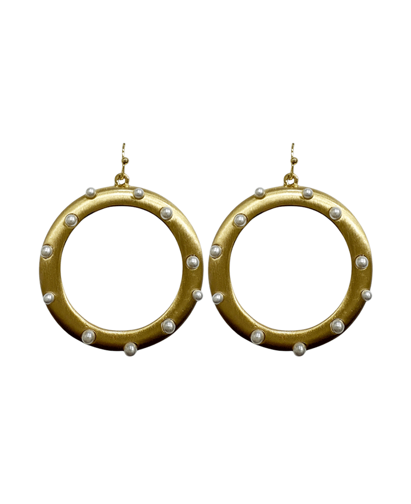 Round Metal w/ Pearls Earring