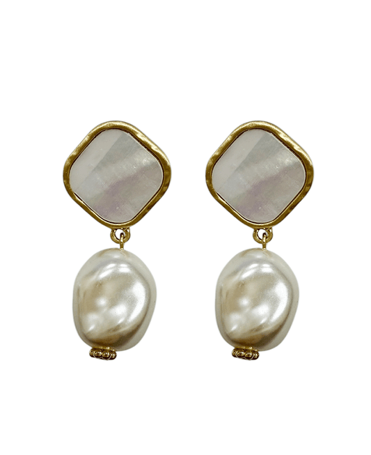 Mop Metal Frame w/ Pearl Post Earring