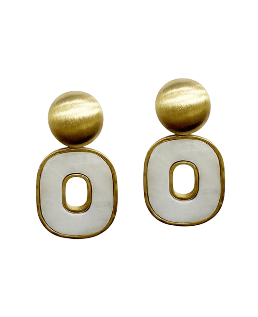 Mop Oval Metal Frame Post Earring