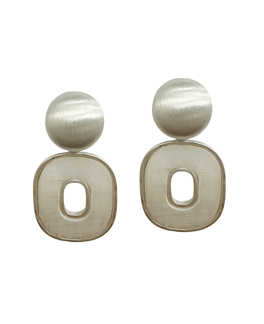 Mop Oval Metal Frame Post Earring