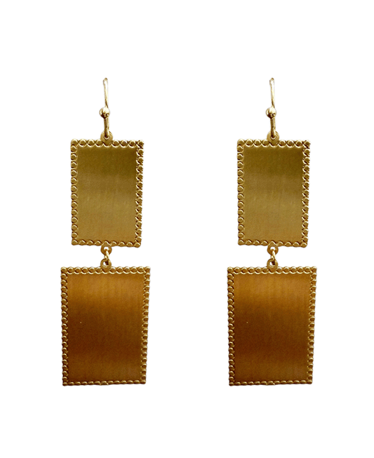 Double Oblong Linked Metal Earring