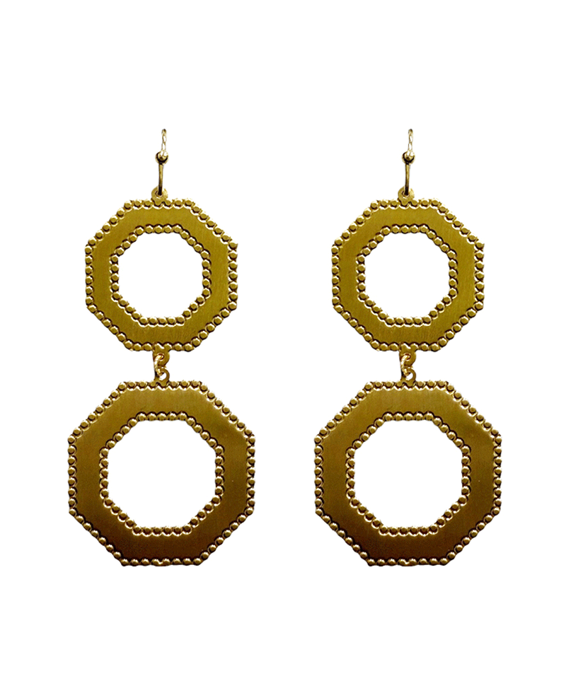 Double Octagon Linked Earring