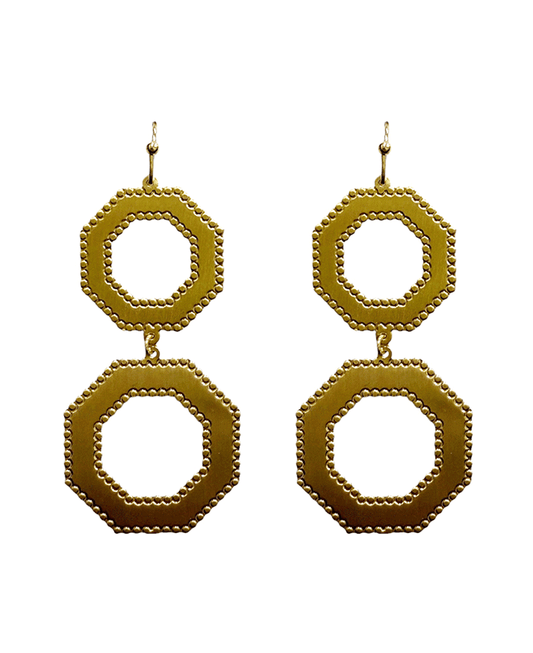 Double Octagon Linked Earring