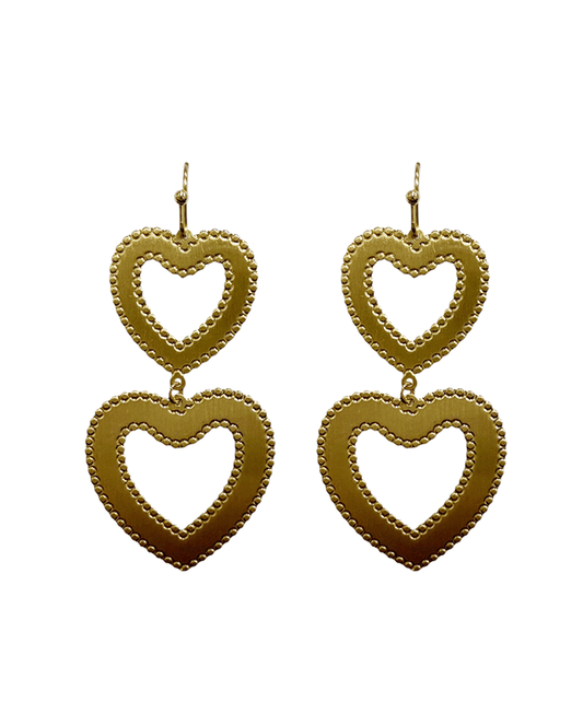 Double Heart Linked Earring