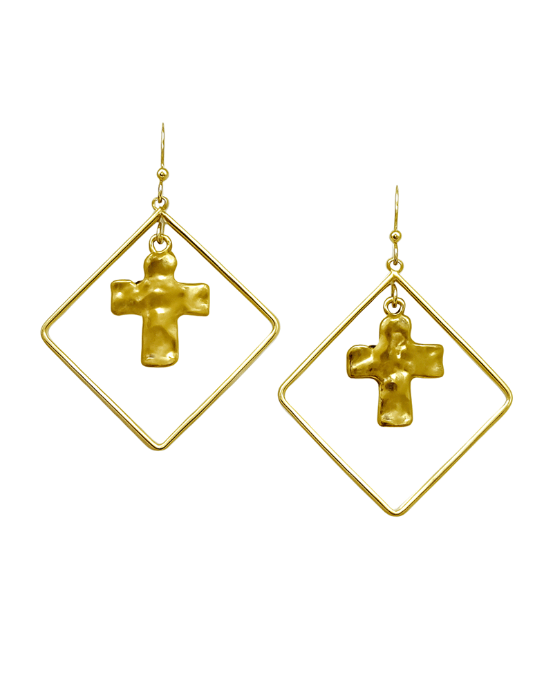 Square Wire w/ Cross Earring