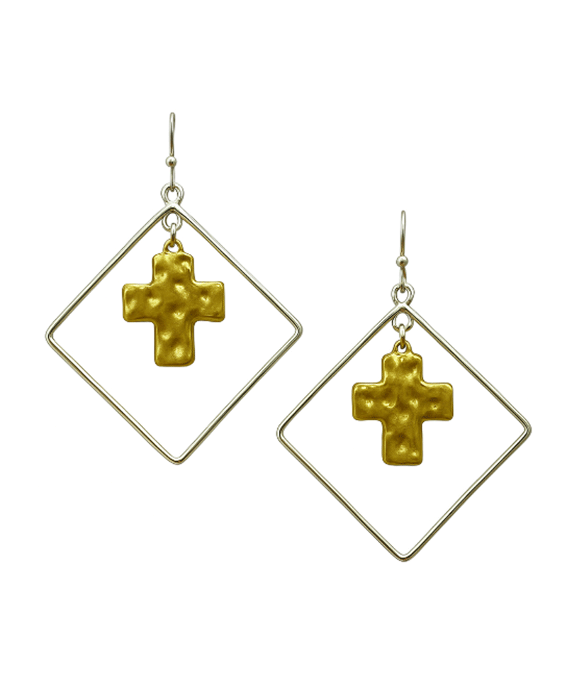 Square Wire w/ Cross Earring