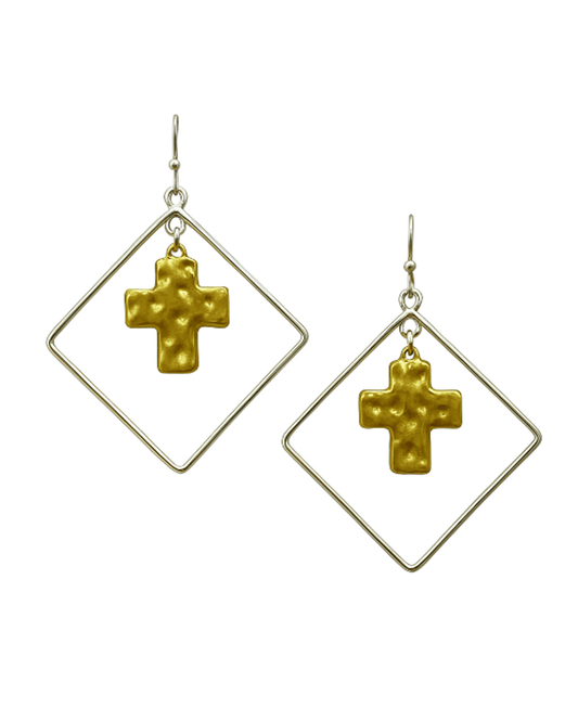 Square Wire w/ Cross Earring
