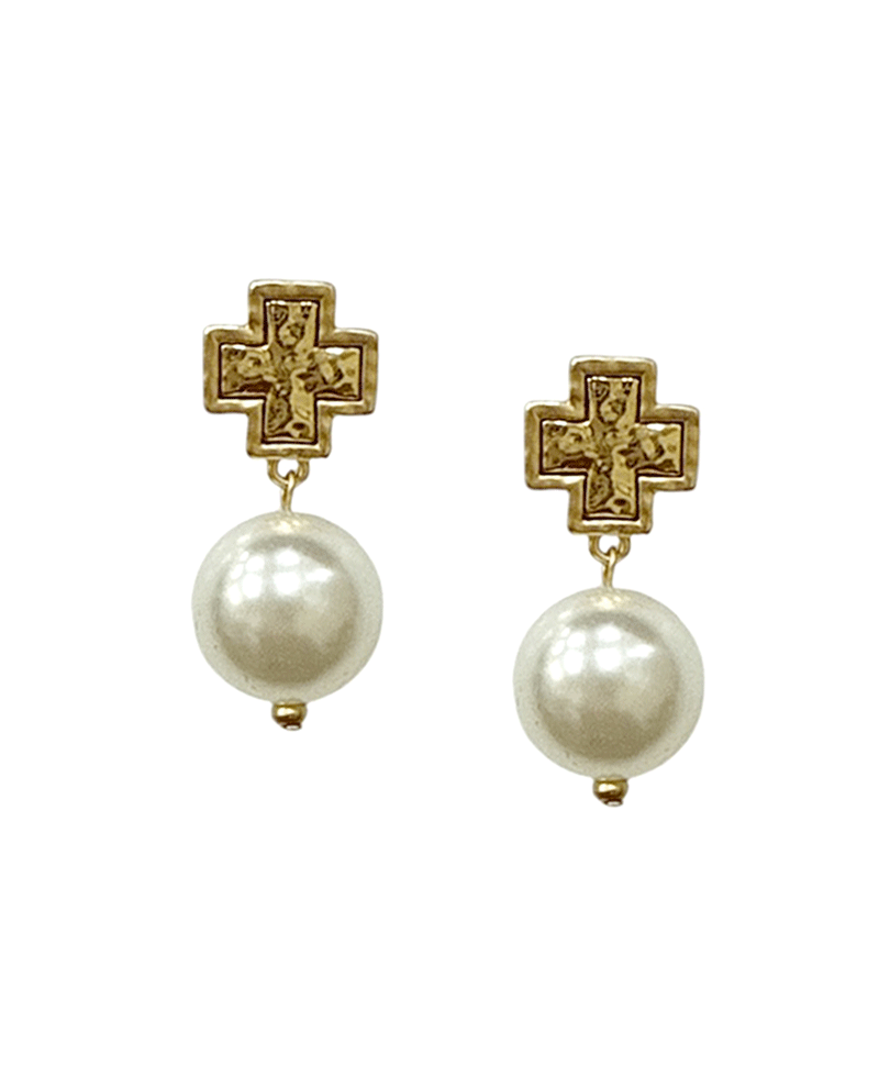 Cross Linked Pearl Post Earring
