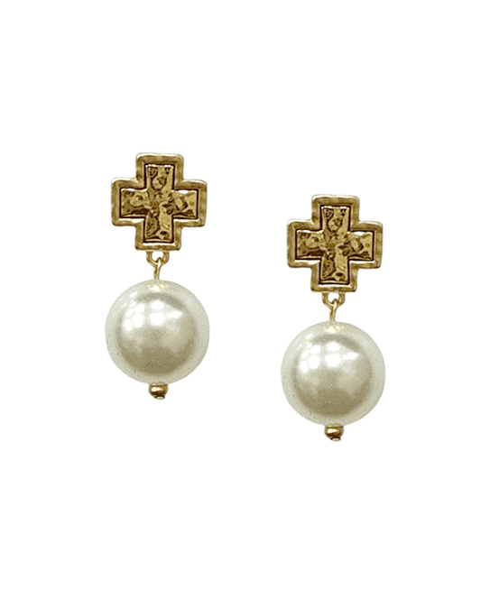 Cross Linked Pearl Post Earring
