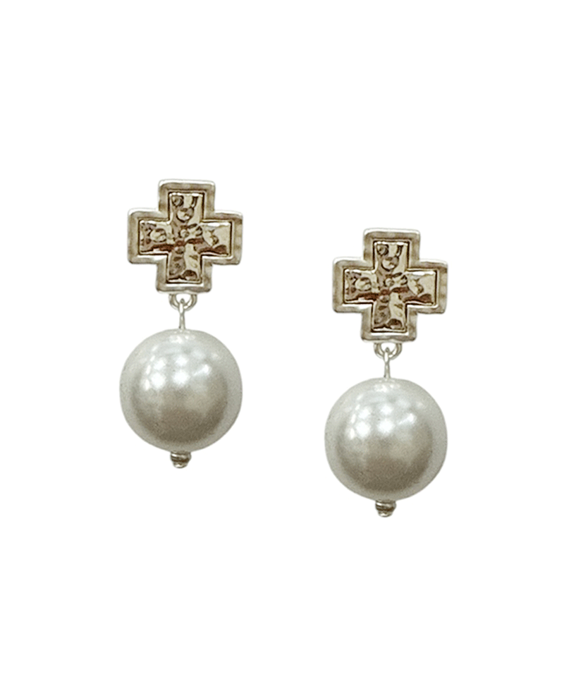 Cross Linked Pearl Post Earring