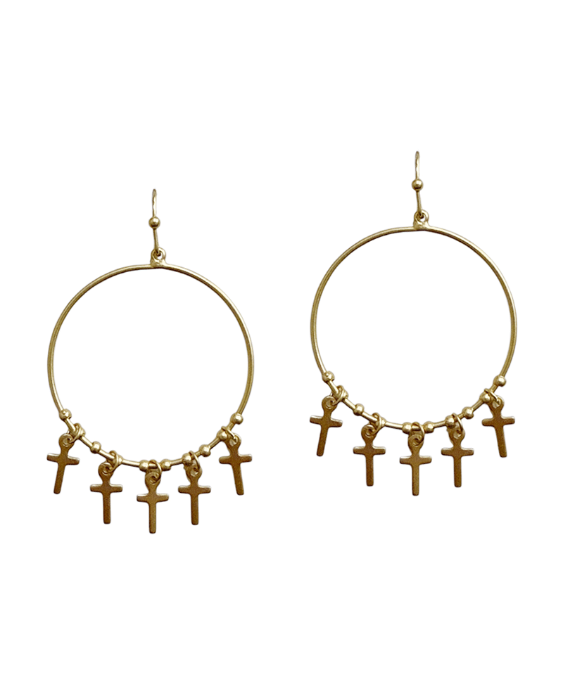 Cross Charms Circle Earring