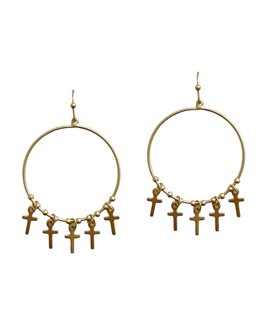 Cross Charms Circle Earring