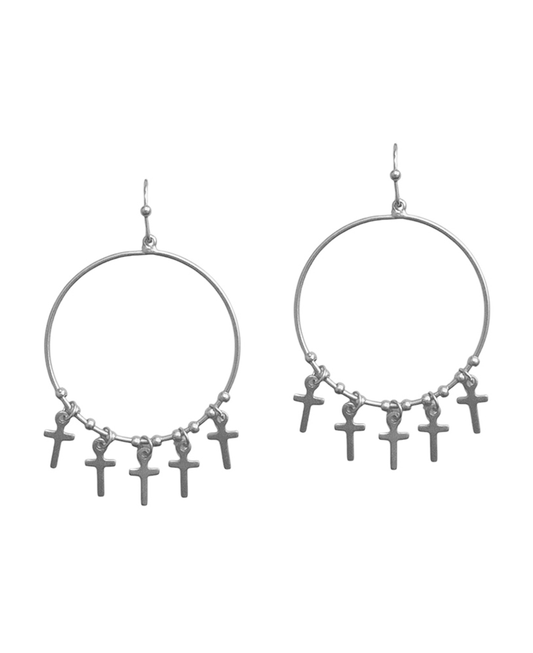Cross Charms Circle Earring